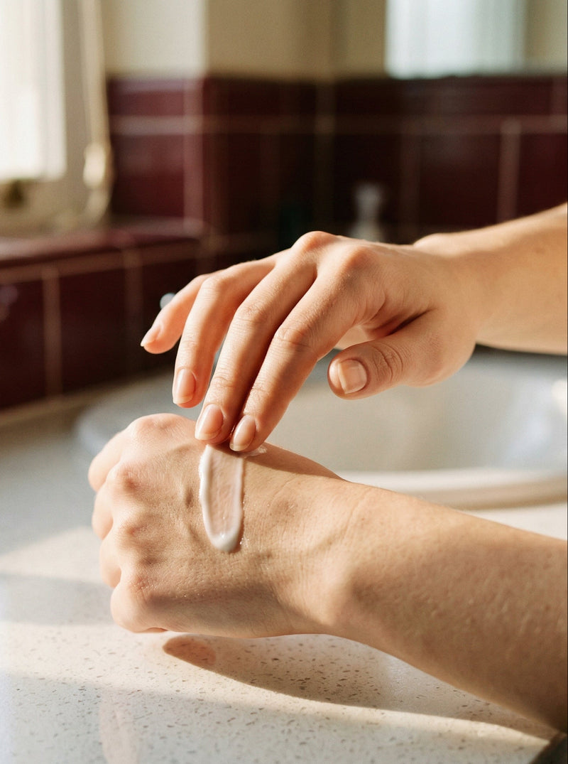 Creme Rosin von Rosa Schaffer wird auf Hand aufgetragen 